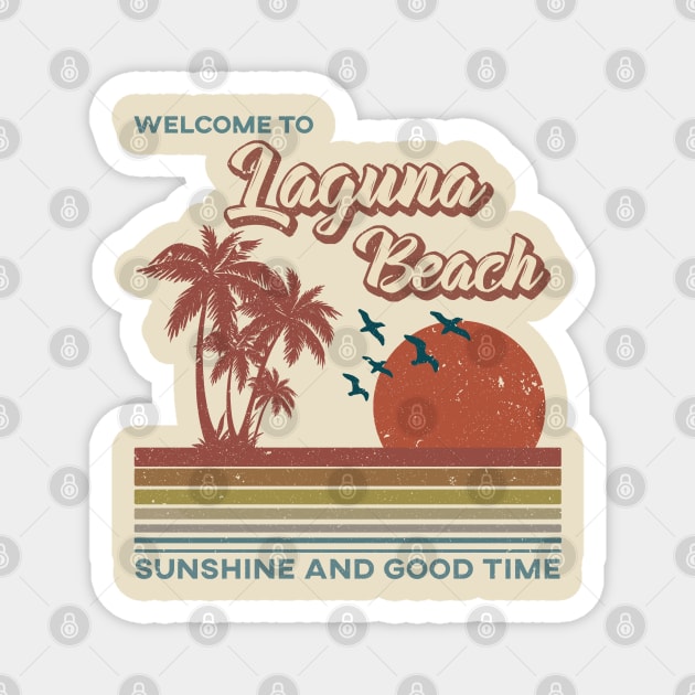 Laguna Beach - Laguna Beach Retro Sunset Magnet by Mondolikaview