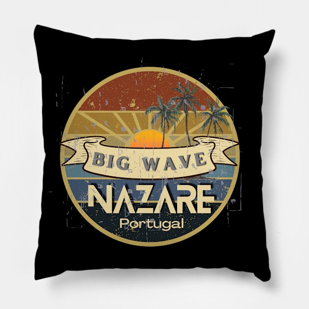 Nazare Big Wave Design Pillow by Blumammal
