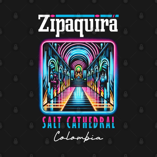 Zipaquirá  Salt Cathedral Colombia Neon Art by Sambastyles