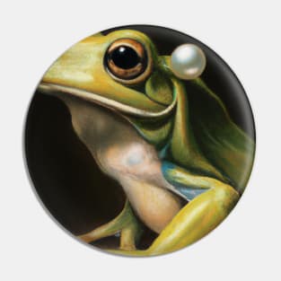 Frog With a Pearl Earring Pin