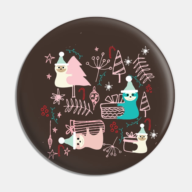 Sloth at Christmas Party Pin by bruxamagica