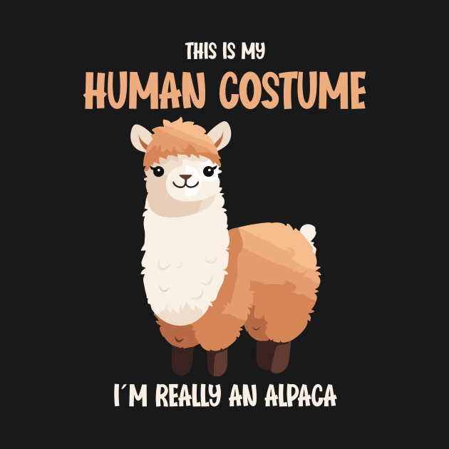 Cute Alpaca Halloween T-Shirt | This is My Human Costume Shirt | Funny Animal Lovers Season Outfit | Humorous Gift Idea by Indigo Lake