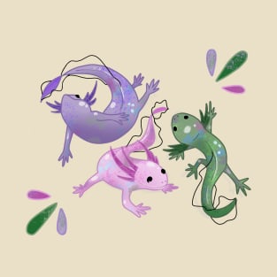 purple green and pink cute Axolotl T-Shirt