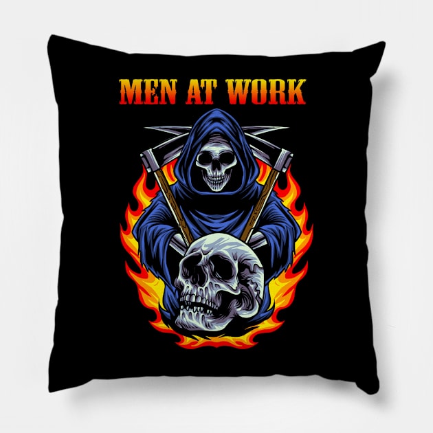 WORK AT THE MEN BAND Pillow by Bronze Archer