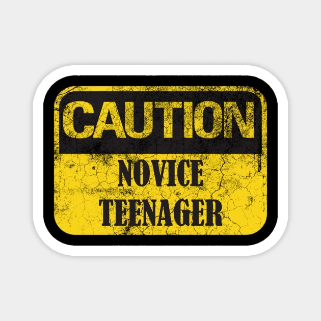 Caution Novice Teenager, Distressed Look Funny 13th Birthday Gift Idea Magnet by Rossla Designs