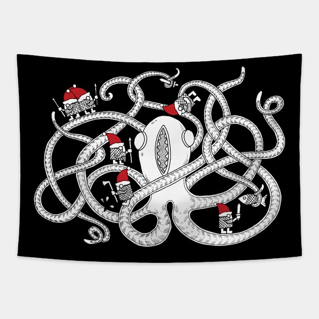 Octopussy christmas edition Tapestry by Cheshyro