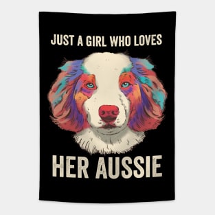 Just A Girl Who Loves Her Aussie Australian Shepherd Dog Tapestry