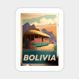 Bolivia Hut Vintage Travel Art Poster Magnet