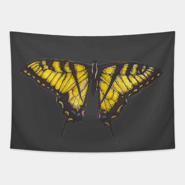 Big beautiful yellow butterfly Machaon Tapestry by deadblackpony