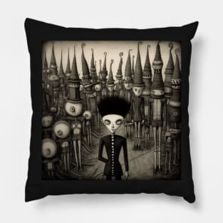 The Black Parade, in Folk Art Brut Style Pillow