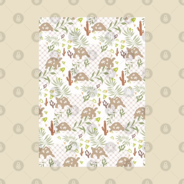 Cute Galapagos Tortoise with Cactus Fruits Save The Environment Wildlife Tortoise Pattern by Mochabonk