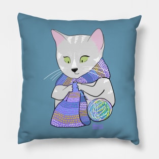 Knitting Cat Pillow