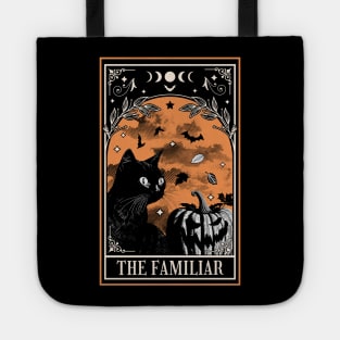 Black Cat Tarot Card - Witch Familiar Witchcraft Halloween Tote