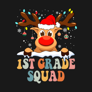 Reindeer 1st Grade Teacher Squad Christmas Back To School T-Shirt