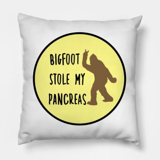 Bigfoot Stole My Pancreas Yellow Pillow