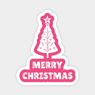 Scandinavian Christmas Tree Pink & White Magnet