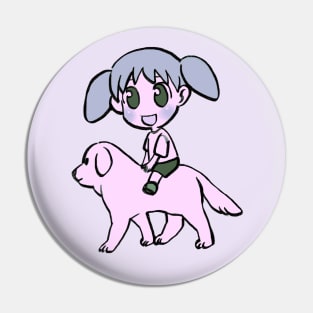 I draw chiyo chan riding her white dog tadakichi-san / azumanga daioh Pin