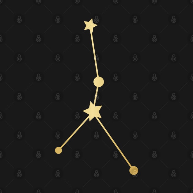 Cancer Zodiac Constellation in Gold - Black by Kelly Gigi