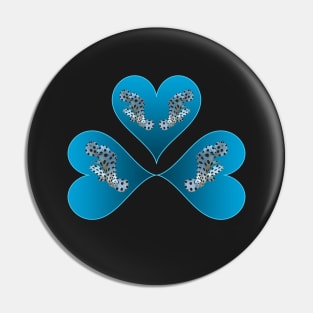 Heart Design | Grouper Trio in 3 Blue Hearts | Black Background | Pin