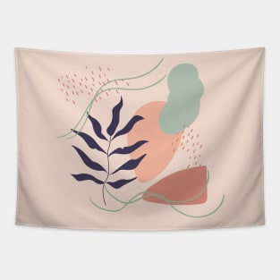 Abstract shapes lines and leaves digital design Tapestry