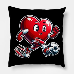 Valentine's Day Heart Soccer Player Team Sports Pillow