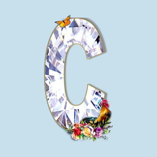 Name Initial Letter C and Rooster T-Shirt