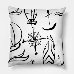 b’n’w sailboats Pillow