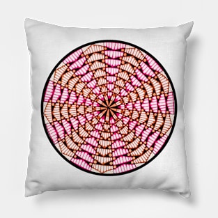 Handmade pink and brown pentagon mandala art Pillow