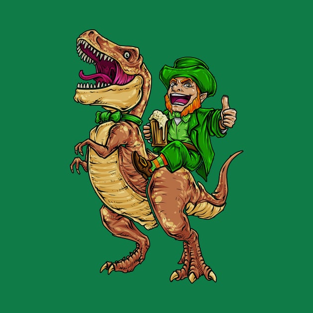 Leprechaun Riding Dinasour T Rex St Patrick Day Men by webster