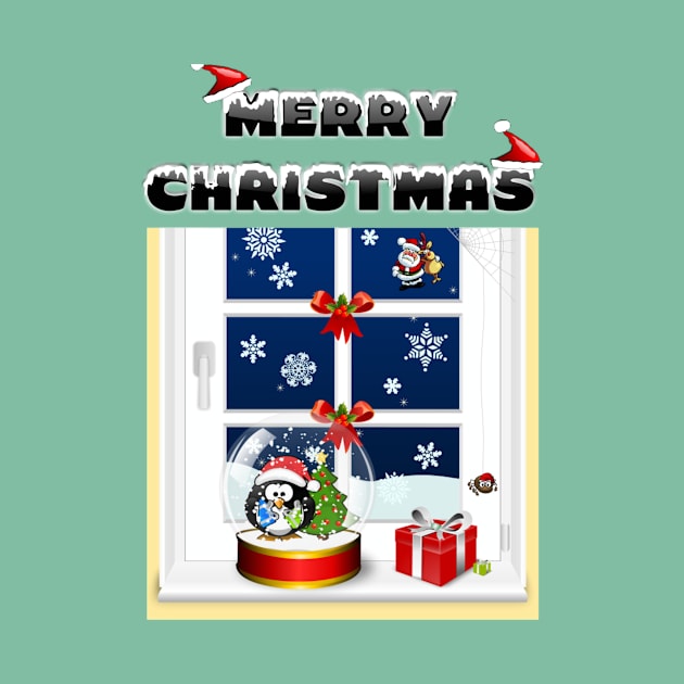 Christmas Magic Window Cute Cartoon Gift T-Shirt by klimentina