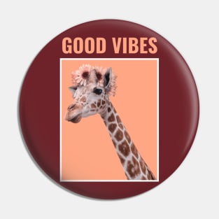 animal featuring a cool giraffe Good Vibe exisco Pin