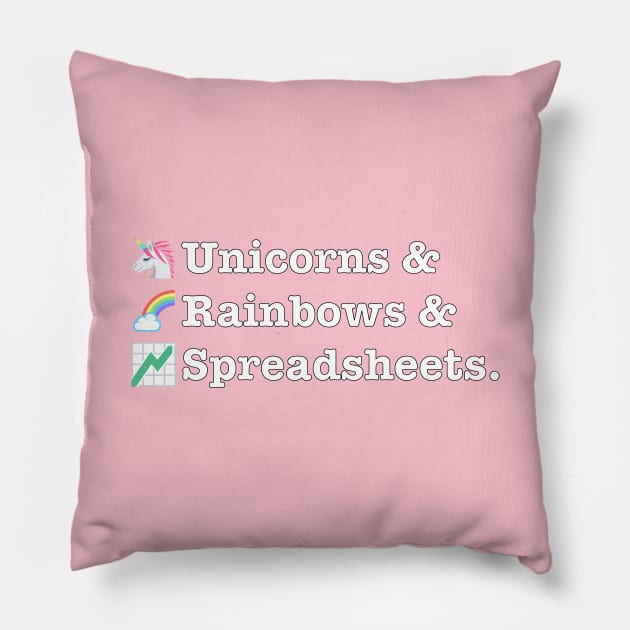 Funny Excel/Spreadsheet: Unicorns, Rainbows Pillow by spreadsheetnation