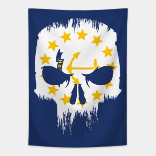 Vintage Grunge Rhode Island State Flag Skull Tapestry