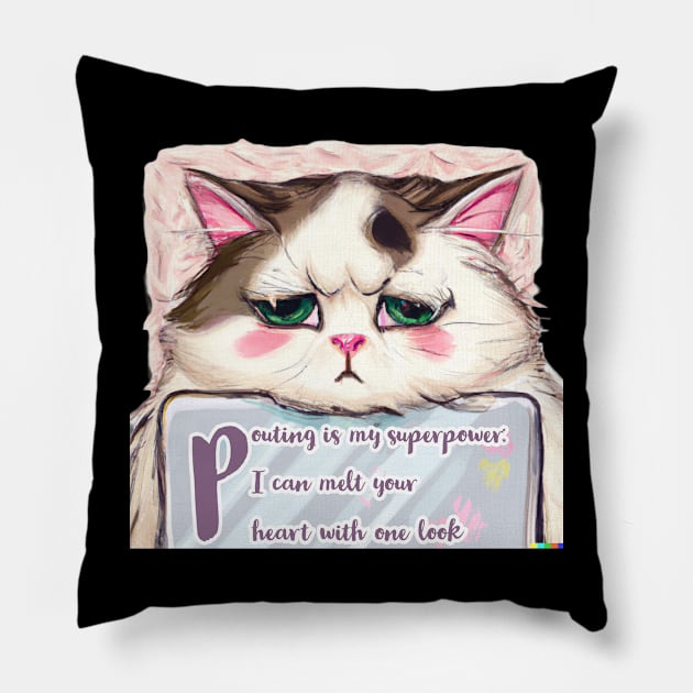 Pouting Cat Pillow by JusstTees