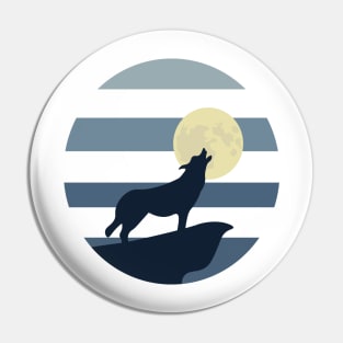 black Wolf In The Moon Pin