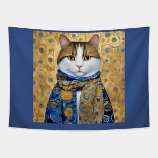 Klimt Tabby Cat with Warm Scarf Tapestry