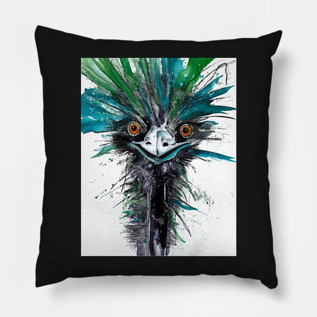 Ostrich in colours. Pillow by atep