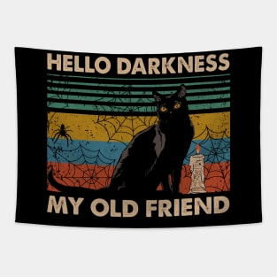 Hello Darkness My Old Friend Black Cat Tapestry