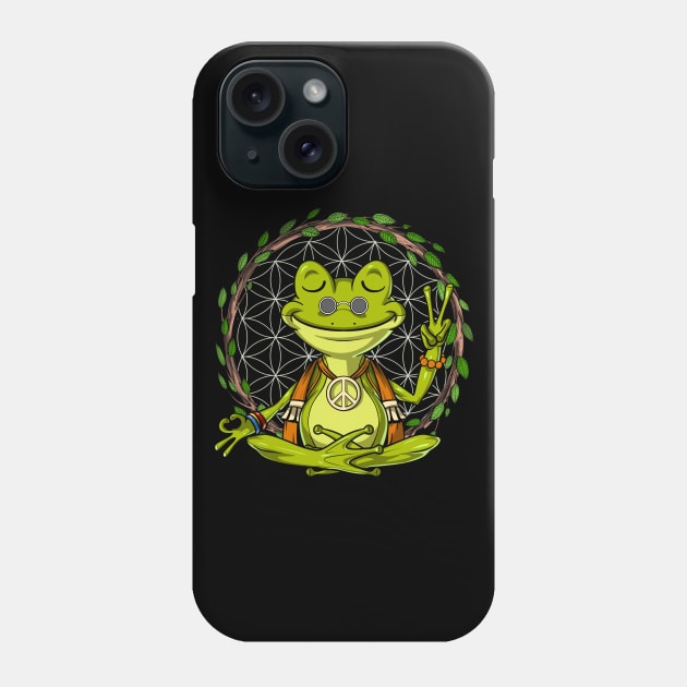 Hippie Frog Meditation Phone Case by underheaven