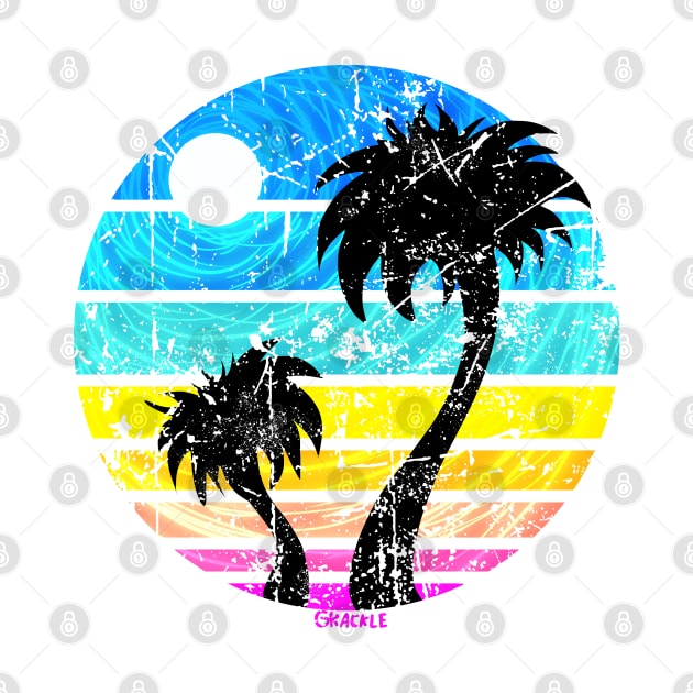 Tropical Retro Sunset (Distressed Version) by Jan Grackle