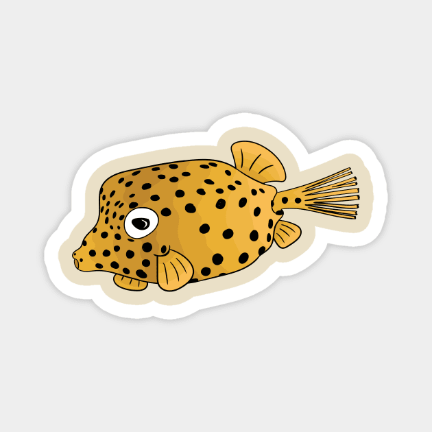 Yellow boxfish cartoon illustration Magnet by Cartoons of fun