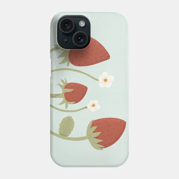 Strawberries Phone Case by Happy Mouse Studio