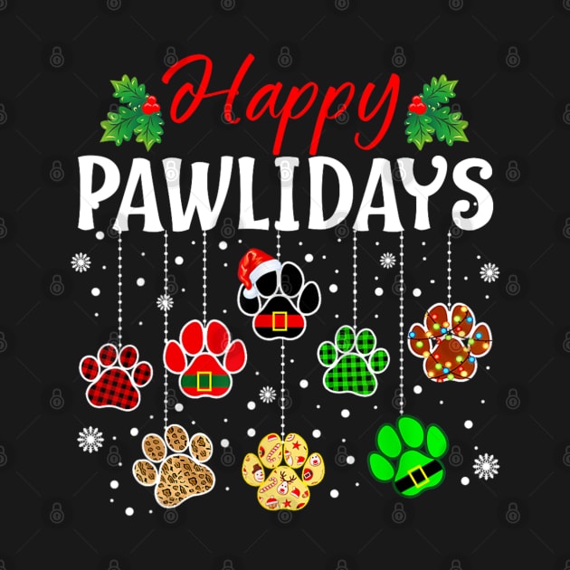 Happy Pawlidays Christmas Dog Paw Xmas Dogs Lover by Mitsue Kersting