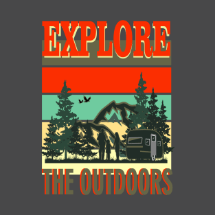 Explore The Outdoors Camping Retro Vintage  Sunset T-Shirt
