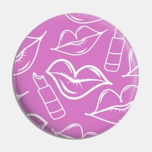 Lips and Lipstick White Chalkboard Outline Doodle Pattern, made by EndlessEmporium Pin