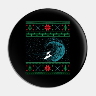 Christmas Surfing Surfboard Surfing Ugly Christmas Pin