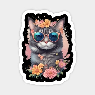 Blurred Beauty - Floral Cat Face Magnet