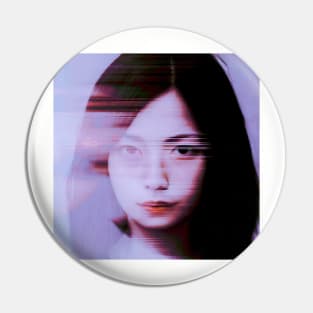 ALL THE MISTAKES Glitch Art Portrait Pin