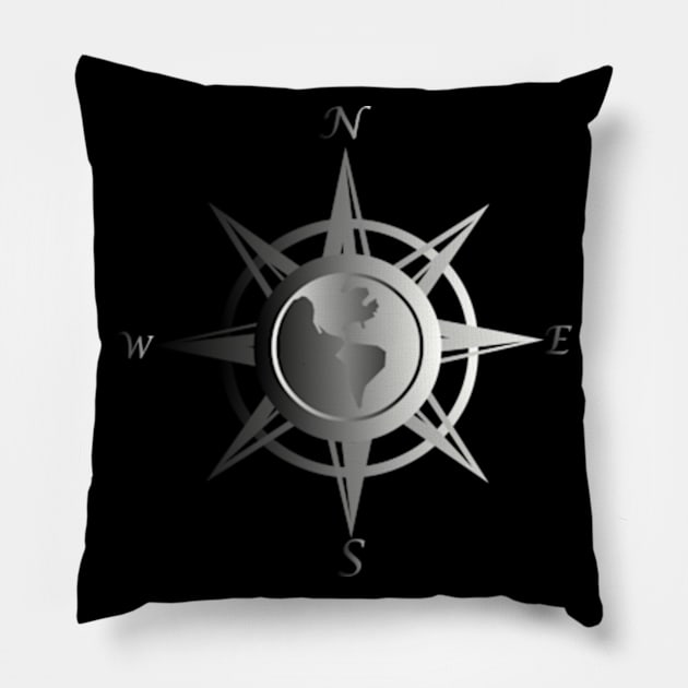 Compass rose with cardinal points Pillow by SAMUEL FORMAS