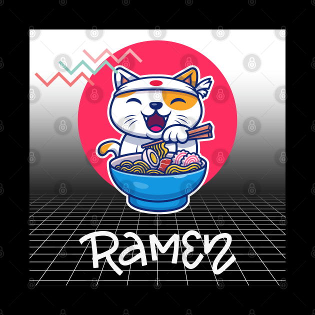 Outrun-Ramen 80s Cat by 80snerd